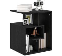 HOMCOM 3-Tier Side End Table Open Shelves Storage Magazine Desk Black, Black