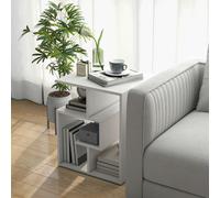 HOMCOM 3-Tier Side Table Coffee Table with Open Storage Shelves White