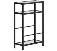 HOMCOM 3-Tier Side Table, Narrow End Table with Storage Shelf and Tempered Glass Tabletop for Small Spaces, Black