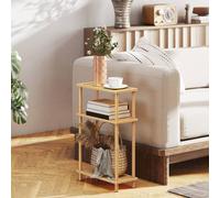 Homcom 3-Tier Slim End Table, Tool-Free Assembly, Natural Wood Finish Natural