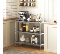 Homcom 3-Tier Stainless Steel Bakers Rack, Microwave Stand For Small Spaces