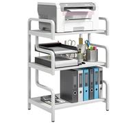 HOMCOM 3-Tier Printer Stand with Storage Shelves, Printer Table, 55 x 40 x 77cm Shelf for Home Office, Study, White
