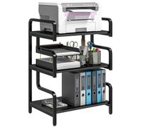 Homcom 3-Tier Storage Shelves, Metal Shelving Unit, Industrial Printer Table For Home Office, Display Rack For Living Room In Black Black