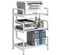 HOMCOM 3-tier Storage Shelf, Metal Shelves For Storage For Home Office, White, White