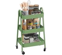 HOMCOM 3-Tier Rolling Utility Cart Kitchen Storage Trolley on Wheels Green, Green