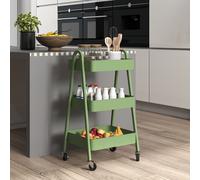 HOMCOM 3-Tier Storage Trolley on Wheels with Handles for Living Room, Kitchen in Green HOMCOM Green