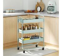 HOMCOM 3-Tier Storage Trolley, Storage Cart with Mesh Backets, Wheels