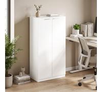 Homcom 3-Tier Wooden Storage Cabinet Cupboard Soft Close 120 Cm Tall White