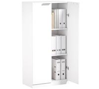 HOMCOM 3-Tier Wooden Storage Cabinet Cupboard Soft Close 120 cm Tall White HOMCOM White
