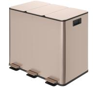 Homcom 3 X 15L Triple Kitchen Bin Pedal Bin For Recycling And Waste, Gold Tone
