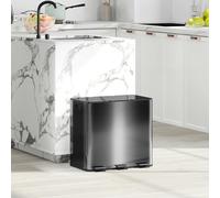HOMCOM Triple Black Pedal Kitchen Bin 45L - Wilko