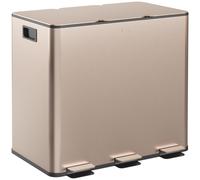 HOMCOM 3 X 15L Triple Kitchen Bin Pedal Bin For Recycling And Waste - Gold Tone | TJ Hughes