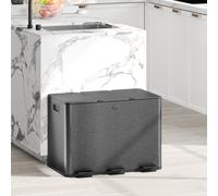 HOMCOM 3 x 20L Triple Kitchen Bin Pedal Bin for Recycling and Waste, Black