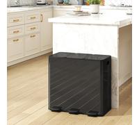 HOMCOM Triple Kitchen Bin, 3 x 20L Stainless Steel Three Rubbish Bin with Removable Inner Buckets, Soft Close Lid, Fingerprint-Proof for Recycling and Waste, Black