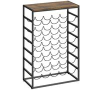 HOMCOM 30 Bottles Wine Rack, 6 Tier Free Standing Wine Storage Holder with Wood Effect Tabletop, Rustic Brown