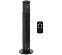 HOMCOM 30'' Freestanding Tower Fan, 3 Speed 3 Mode, 10h Timer, 70 Degree Oscillation, LED Light, 5M Remote Controller, Dark Grey