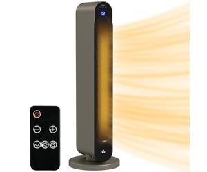 HOMCOM 30 Inch Electric Heater with Fan, 2200W, Remote Control, Silver Tone