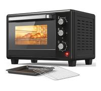 HOMCOM 30 L Mini Oven, Adjustable Temperature, 60 Min Timer, Black | 1600W, Countertop Electric Cooker & Grill for Roasting, Baking, Grilling, Baking Tray and Wire Rack