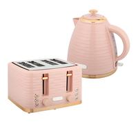 HOMCOM 3000W 1.7L Kettle & 4 Slice Toaster, Kettle and Toaster Set with 7 Browning Controls and Crumb Tray, Light Pink