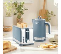 HOMCOM 3000W Rapid Boil Kettle and Toaster Set with Otter Thermostat, Black - Blue