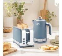 HOMCOM Kettle and Toaster Set, 1.7L 3000W Rapid Boil Jug Kettle with Otter Thermostat, Limescale Filter, 2 Slice Toaster with 7 Browning Controls, Crumb Tray, Blue