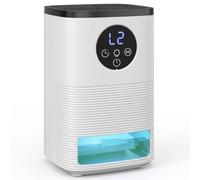 HOMCOM 300mL/Day Dehumidifier, RGB Mood Light, 133H Continuous Drainage | 1.4L Water Tank, 24H Timer, LED Display, Small Dehumidifier for Home Damp, Bedroom, Condensation, Mould, Laundry Drying