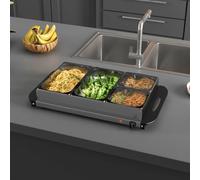 Homcom 300W Electric Buffet Server With Cool Touch Handles 2 X 2.4L 2 X 1L Pans, none