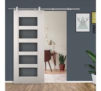 HOMCOM Wooden Sliding Door Kit Stainless Steel Operation Hardware in Silver HOMCOM Silver