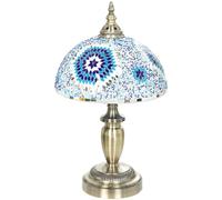 HOMCOM Tiffany Lamp with Button Switch & Metal Base, 12 x 12 x 20 Inches in Blue HOMCOM Blue