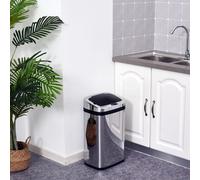 HOMCOM 30L Automatic Kitchen Bin with Lid and Infrared Motion Sensor Silver, none