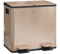 HOMCOM 30L Dual Compartment Stainless Steel Bin, with Deodoriser Holders - Gold Tone