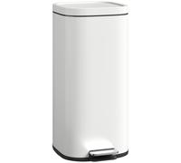 HOMCOM 30L Kitchen Bin, Compact Pedal Bin with Soft-Close and Stay-Open Lid, Removable Bucket for Kitchen, Home, Office, Cream