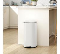 HOMCOM Cream Pedal Bin with Removable Inner Bucket and Soft-Close Lid 30L - Wilko