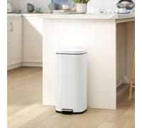 Homcom 30L Kitchen Bin, Pedal Bin With Lid, Removable Inner Bucket In Cream Cream