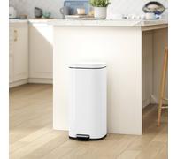 HOMCOM 30L Kitchen Bin, Pedal Bin with Lid, Removable Inner Bucket, White, White