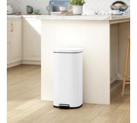 Homcom 30L Kitchen Bin, Pedal Bin With Lid, Removable Inner Bucket, White