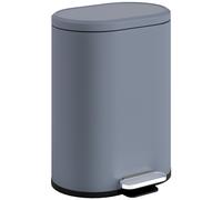 HOMCOM 30L Kitchen Bin with 90° Stay-Open Lid, Slim Rectangular Pedal Bin with Soft-Close Lid, Removable Inner Bucket for Home Office, Fingerprint-Resistant, Grey