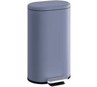 HOMCOM 30L Kitchen Bin with 90° Stay-Open Lid, Slim Rectangular Pedal Bin with Soft-Close Lid, Removable Inner Bucket for Home Office, Fingerprint-Resistant, Grey