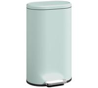 HOMCOM 30L Kitchen Bin with 90° Stay-Open Lid, Slim Rectangular Pedal Bin with Soft-Close Lid, Removable Inner Bucket for Home Office, Fingerprint-Resistant, Green