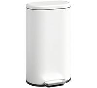 HOMCOM 30L Kitchen Bin with 90° Stay-Open Lid, Slim Rectangular Pedal Bin with Soft-Close Lid, Removable Inner Bucket for Home Office, Fingerprint-Resistant, Cream