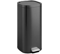 HOMCOM 30L Kitchen Bin with Lid, Compact Pedal Bin with Soft-Close and Stay-Open Lid, Removable Inner Bucket, Fingerprint-Resistant for Kitchen, Home, Office, Bedroom, Black