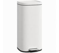 HOMCOM 30L Kitchen Bin with Lid Compact Pedal Bin Soft-Close Cream White | Stay-Open Lid, Removable Inner Bucket, Fingerprint-Resistant, Kitchen, Home Office, Bedroom
