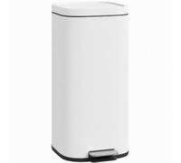 HOMCOM White Pedal Bin with Removable Inner Bucket and Soft-Close Lid 30L - Wilko