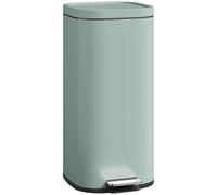 HOMCOM 30L Kitchen Bin with Lid, Compact Pedal Bin with Soft-Close and Stay-Open Lid, Removable Inner Bucket, Fingerprint-Resistant for Kitchen, Home, Office, Bedroom, Green