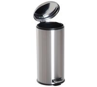 HOMCOM Foot Pedal Bin Stainless Steel Metal Waste Rubbish Lid - Ф29.2 x 62.9Hcm - Black and silver tone