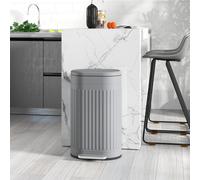 HOMCOM 30L Pedal Bin, Metal Kitchen Bin with Soft-close Lid, Grey, Grey