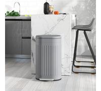 Homcom 30L Pedal Bin, Metal Kitchen Bin With Soft-Close Lid, Grey Grey
