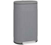 HOMCOM 30L Pedal Bin, Metal Kitchen Bin with Soft-close Lid, Grey, Grey