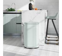 HOMCOM 30L Pedal Bin, Metal Kitchen Bin with Soft-close Lid, Light Green, Brown