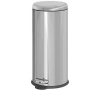 HOMCOM 30L Pedal Bin, Stainless Steel Kitchen Rubbish Bin, Silver Tone | Fingerprint Resistant, with Lid, for Home Office